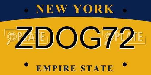 ZDOG72 New York License Plate