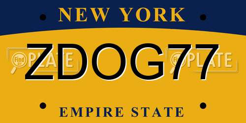 ZDOG77 New York License Plate