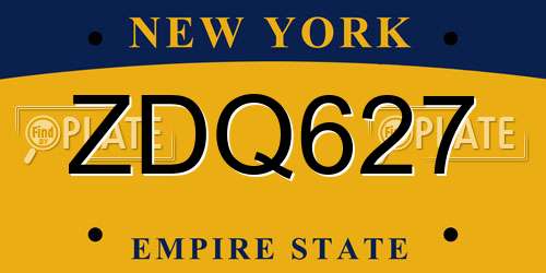 ZDQ627 New York License Plate