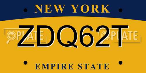 ZDQ62T New York License Plate
