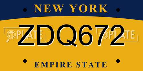ZDQ672 New York License Plate