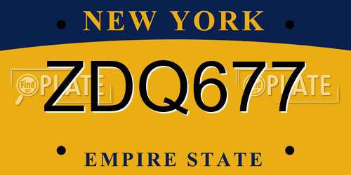 ZDQ677 New York License Plate