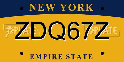 ZDQ67Z New York License Plate
