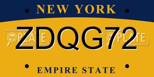 ZDQG72 New York License Plate