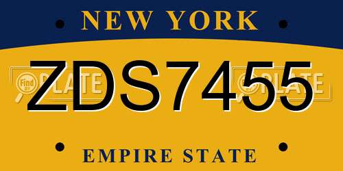 ZDS7455 New York License Plate