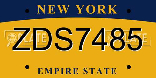 ZDS7485 New York License Plate
