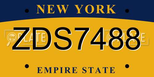 ZDS7488 New York License Plate