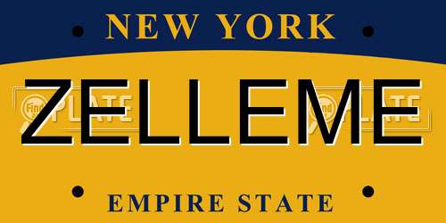 ZELLEME New York License Plate