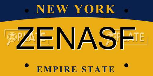 ZENASF New York License Plate