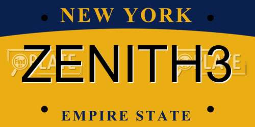 ZENITH3 New York License Plate