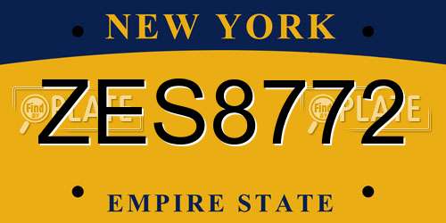 ZES8772 New York License Plate
