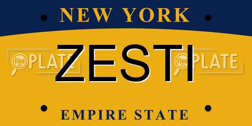 ZESTI New York License Plate