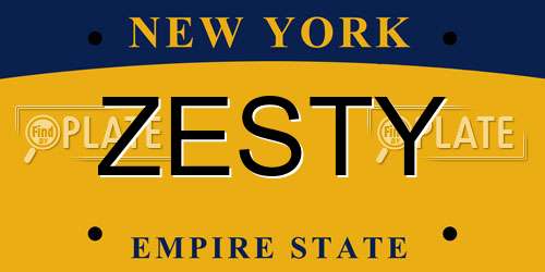 ZESTY New York License Plate