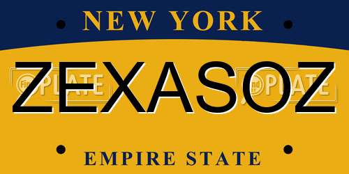 ZEXASOZ New York License Plate