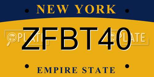 ZFBT40 New York License Plate