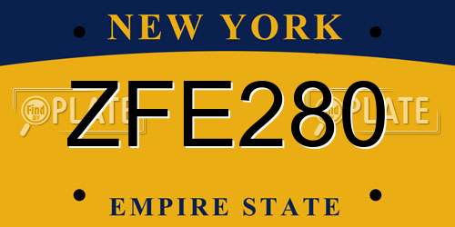 ZFE280 New York License Plate