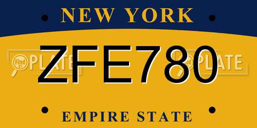 ZFE780 New York License Plate