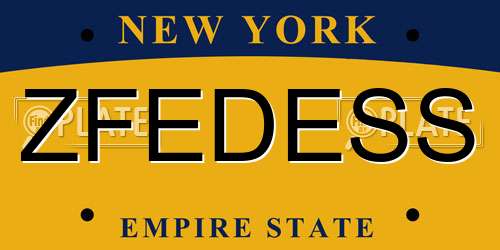 ZFEDESS New York License Plate