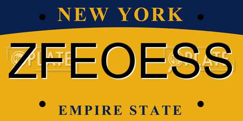 ZFEOESS New York License Plate