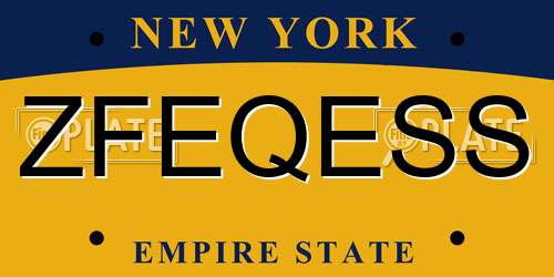 ZFEQESS New York License Plate