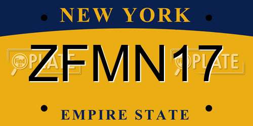 ZFMN17 New York License Plate