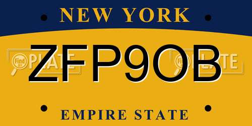 ZFP9OB New York License Plate