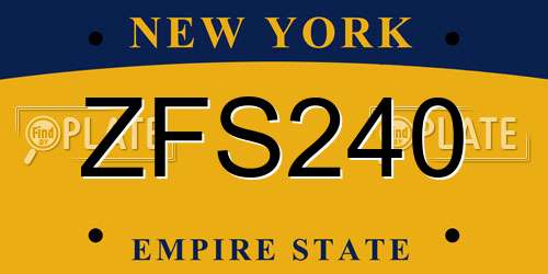 ZFS240 New York License Plate