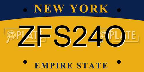 ZFS24O New York License Plate