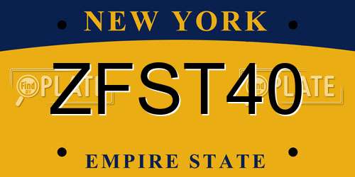 ZFST40 New York License Plate