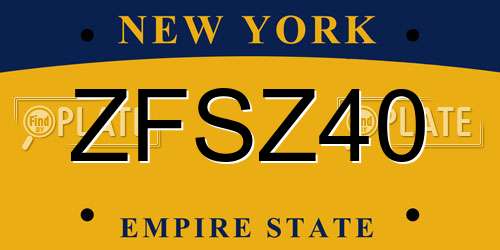 ZFSZ40 New York License Plate