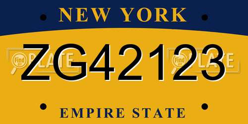 ZG42123 New York License Plate