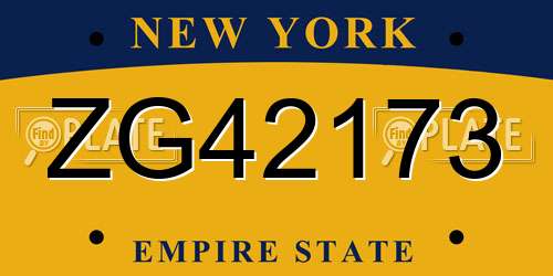 ZG42173 New York License Plate