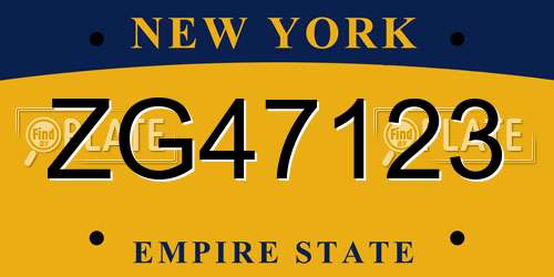 ZG47123 New York License Plate
