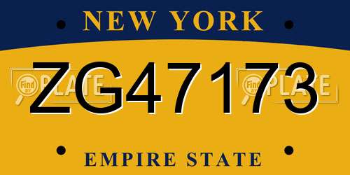 ZG47173 New York License Plate