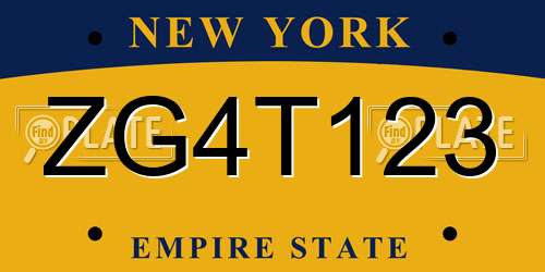 ZG4T123 New York License Plate