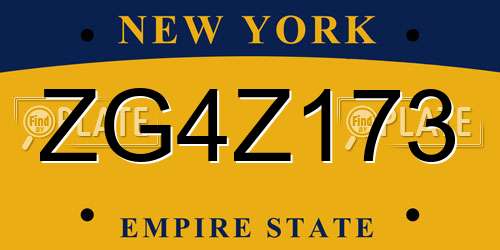 ZG4Z173 New York License Plate