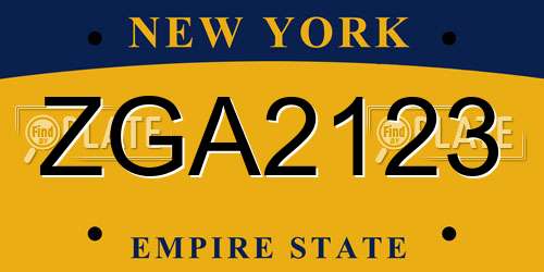 ZGA2123 New York License Plate