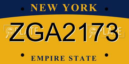 ZGA2173 New York License Plate
