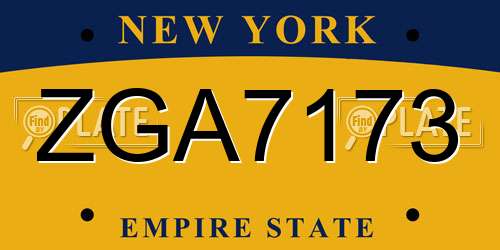 ZGA7173 New York License Plate