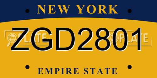 ZGD2801 New York License Plate
