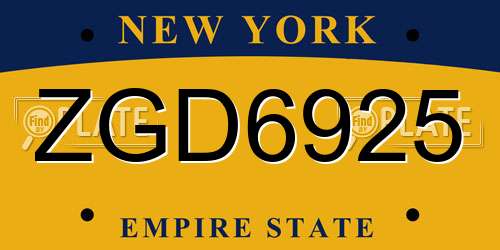 ZGD6925 New York License Plate
