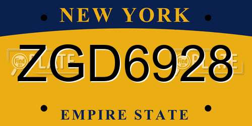 ZGD6928 New York License Plate