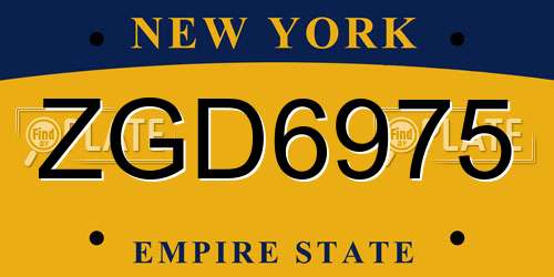 ZGD6975 New York License Plate