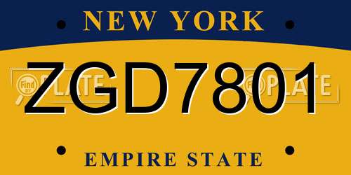 ZGD7801 New York License Plate