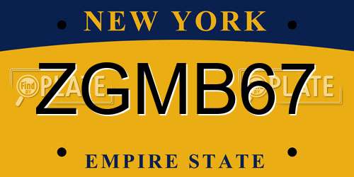 ZGMB67 New York License Plate