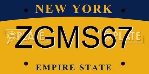 ZGMS67 New York License Plate