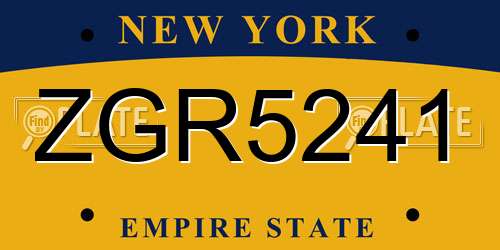 ZGR5241 New York License Plate