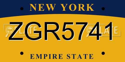 ZGR5741 New York License Plate