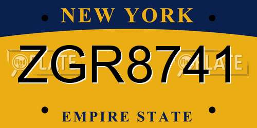 ZGR8741 New York License Plate