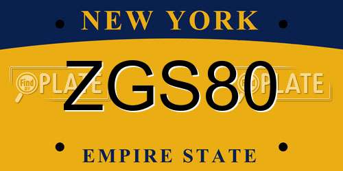 ZGS80 New York License Plate